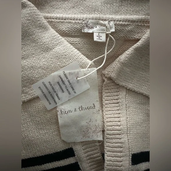 Black and Cream Striped Sweater - Picture 4 of 6